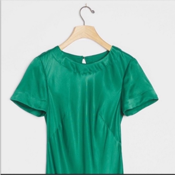 ANTHROPOLOGIE Tiered Back Keyhole Short Sleeve Maxi Dress Green XS NWT - Picture 2 of 6